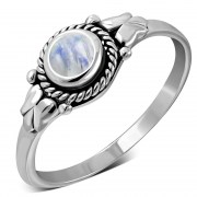 Ethnic Style Rainbow Moonstone Silver Ring, r501